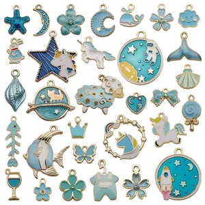 BSBH Mixed Cute Animals Flowers Enamel Charms Diy Earrings Bracelet Keychain Accessories 31pcs Sets Fashion Jewelry