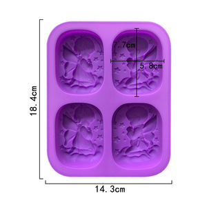 Molde de Silicona Morado de 4 Cavidades <span class=keywords><strong>para</strong></span> Jabón, Molde <span class=keywords><strong>para</strong></span> Decoración de Pasteles con Forma de Ángel, Niño o Niña, Herramientas <span class=keywords><strong>para</strong></span> Pasteles Hechas a Mano - Product Image 5