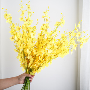 Qq342 estilo barato Artificial Delphinium boda escenario decoración flor seda amarillo flor Artificial - Product Image 1