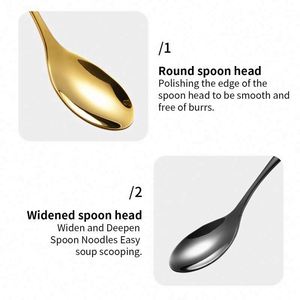 Cuchara de Sopa Moderna para el Hogar, Cuchara de Postre de Acero Inoxidable con Mango Largo para Fiestas y Restaurantes - Product Image 3