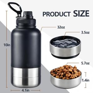 Borraccia Doppia Isolata per Cani con 2 Ciotole - Mantiene l'Acqua Fresca - Dispenser Portatile per Cani e Padroni - Ideale per Escursioni e <span class=keywords><strong>Spiaggia</strong></span> - Product Image 3