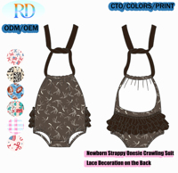 Romper Bayi Perempuan Berkualitas Tinggi Motif Sapi Barat Bahan Serat Bambu Kerah Halter Hiasan Ruffle Model Bodysuit Satu Potong Gaya Pakaian Renang Musim Panas