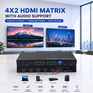 Commutateur matriciel HDMI 4x2 4K60 HDMI 2.0 18 Gbps HDR Db Vision <span class=keywords><strong>Extracteur</strong></span> <span class=keywords><strong>audio</strong></span> HDCP 2.2 Routeur vidéo - Product Image 1