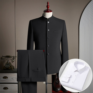 Traje Zhongshan <span class=keywords><strong>para</strong></span> <span class=keywords><strong>Hombre</strong></span>, Corte Slim Fit, con Cremallera y Detalles de Cuentas, Estilo Tang <span class=keywords><strong>para</strong></span> Banquete de Boda Chino - Product Image 6