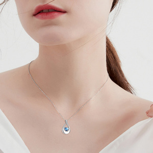Collar de Plata de Ley 925 con Colgante de Corazón Azul en Forma de Gota y Símbolo de Infinito para Cenizas - Product Image 5