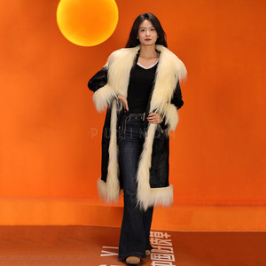 <span class=keywords><strong>Cappotto</strong></span> lungo in lana di astrakan <span class=keywords><strong>con</strong></span> scollo a V, caldo ed elegante, da donna - Product Image 6