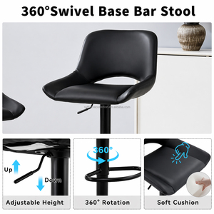 Taburete de Bar Giratorio 360 Grados, Directo de Fábrica, con Asiento Tapizado en PU, Ajustable, con Reposapiés, para Hogar, Bar, Cafetería y Uso en Exteriores - Product Image 3