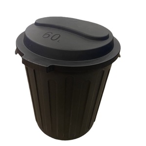 Black 60L Indoor Waste <b>Bin</b> With Flip <b>Lid</b> Cylindrical Household Trash Can - Product Image 1