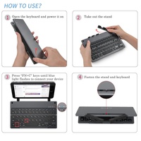 Mini teclado inalámbrico BT plegable para tableta, material plástico, diseño ultrafino y portátil, teclado para computadora portátil y tableta