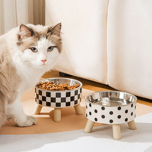 Ciotola per animali in acciaio inossidabile eco-friendly per la vendita all'ingrosso della fabbrica Plaid Anti-ribaltamento antiscivolo grande ciotola di plastica per cani da gatto - Product Image 1