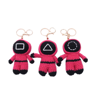 سلسلة مفاتيح كروشيه على شكل شخصية سكويد جيم، مصنوعة يدويًا من البوليستر المخملي، حلقة مفاتيح كرتونية، زينة للحقائب، هدية للمعجبين من الجنسين - Product Image 2