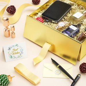 Coffret cadeau personnalisé de luxe magnétique brillant et élégant en or ruban jaune <span class=keywords><strong>meilleurs</strong></span> <span class=keywords><strong>voeux</strong></span> parfait pour <span class=keywords><strong>les</strong></span> besoins d'emballage de cadeaux de mariage et d'anniversaire - Product Image 5