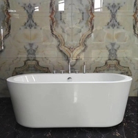 Baignoire de massage CE en acrylique sur pied avec bord épais Design ovale Baignoire autoportante élégante et bain à remous