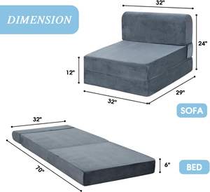 Colchón Convertible de Espuma Viscoelástica para Habitación de Invitados, Sofá Cama Plegable, Sillón Futón - Product Image 3