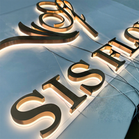Lettres en acrylique rétroéclairées en acier inoxydable personnalisées, finition miroir électro-plaquée, enseigne commerciale LED, signalétique 3D illuminée