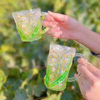 Style japonais peint à la main Rose tasse cristal verre Glacier eau thé lait tasse à café Couple cadeau