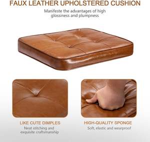 Juego de 2 sillas de comedor de lujo populares de Francia, respaldo de madera maciza tapizado de piel sintética, sillas de comedor de ratán Natural marrón - Product Image 4