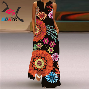 Vestido de Fiesta Elegante y Lujoso para Mujer, Estampado Floral, Sin Mangas, Cuello en V, Vestido Formal para Mujer - Product Image 4