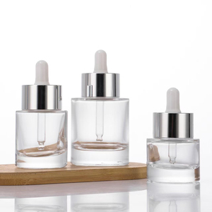 Luxury Heavy Glass Serum <b>Bottles</b> 30ml <b>Dropper</b> <b>Bottle</b> LingKa LK01 Cylinder Shape Screen Printed - Product Image 3