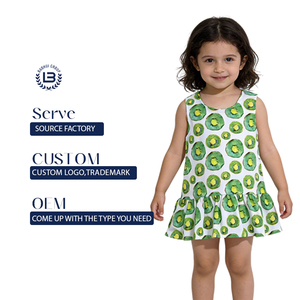 Robe d'été personnalisée pour fille, robe de fête pour tout-petit, imprimé avec un motif mignon de <span class=keywords><strong>kiwi</strong></span> - Product Image 1