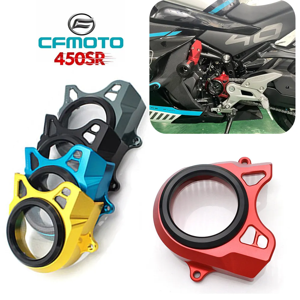 Cubierta magnética de motor de motocicleta para CFMOTO 450SR, borde transparente modificado, cubierta de engranaje pequeño, cubierta de embrague de cadena