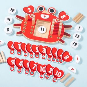 Jeu de calcul mathématique en bois pour la maternelle, activités éducatives, design exquis en forme de crabe, jouet de comptage - Product Image 3