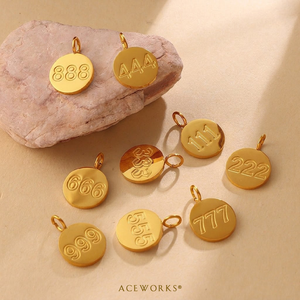 <b>Angel</b> Number <b>Charm</b> | Stainless Steel Gold Silver Lucky Number Pendant for Jewelry Making Waterproof Hypoallergenic Tarnish Free - Product Image 4