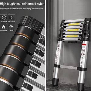 Échelle télescopique en aluminium portable à 13 marches avec pieds antidérapants, design moderne <span class=keywords><strong>pour</strong></span> le travail à domicile et en extérieur - Product Image 4