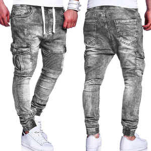 Nuovi Jeans Cargo Biker Gotici da Uomo 2026, Vestibilità Slim, Vita Media, Denim Elasticizzato, <span class=keywords><strong>Pantaloni</strong></span> Jogger Sportivi Streetwear Casual per Uso Quotidiano e Feste - Product Image 4