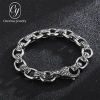 Bracelet pour homme en acier inoxydable, motif rétro carré 12 mm, motif totem, ensemble d'accessoires de bijouterie