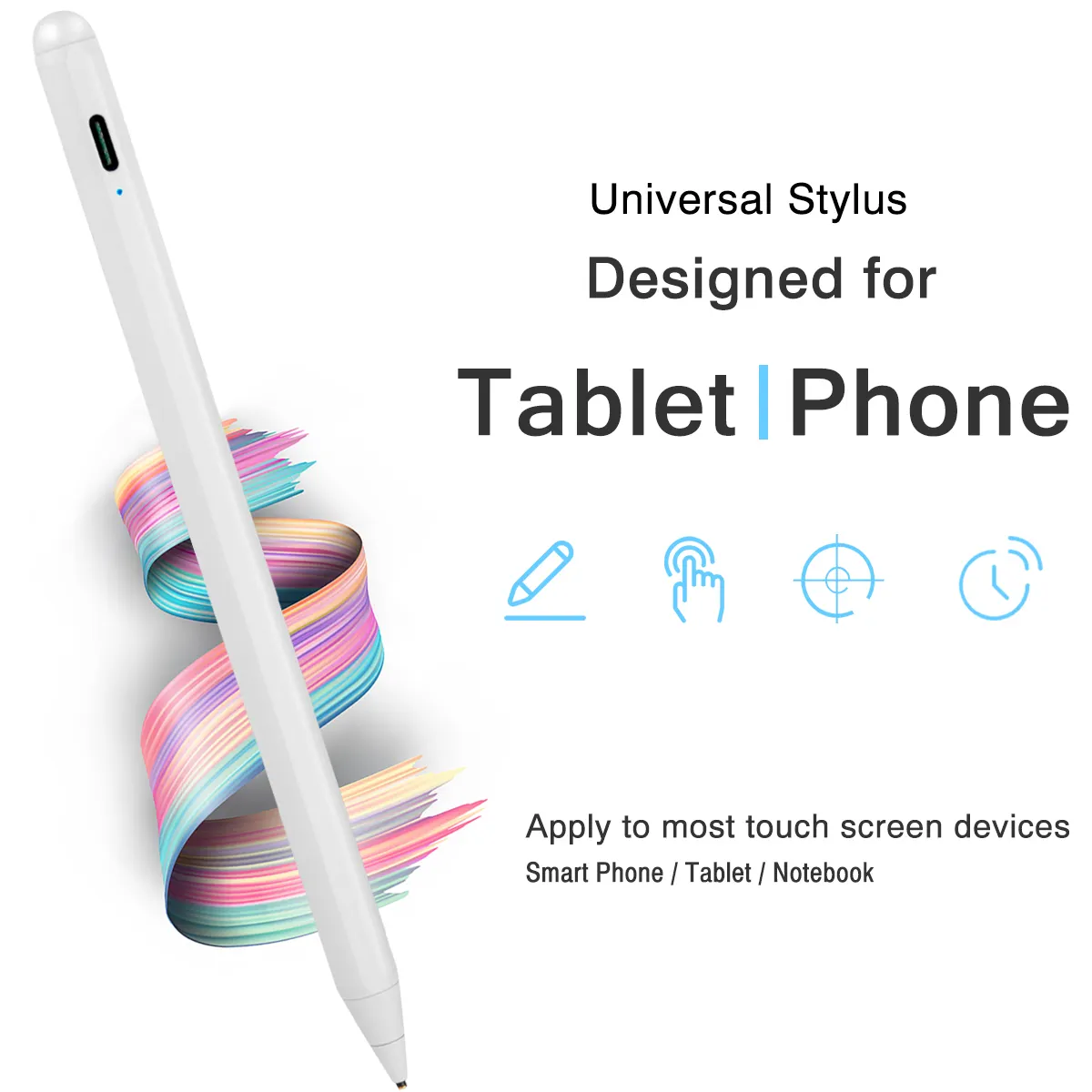 قلم رسم رقمي ذكي, قلم رسم رقمي ذكي مع سن مدبب لأجهزة Ipad اللوحية الهاتف المحمول قلم لمس عالمي