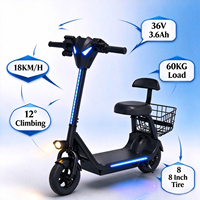 Trottinette Électrique Pliable 250W 36V avec Siège et Panier pour Enfants et Adolescents, Mini E-Scooter 8 Pouces, Vente en Gros, OEM Usine