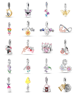 Colgantes de circonita con forma de corazón chapados en oro y <span class=keywords><strong>plata</strong></span>, serie deportiva popular de bádminton y fútbol, para pulseras Pan Family - Product Image 1