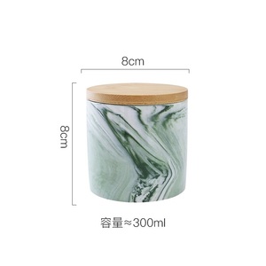 Contenedor de comida seca de porcelana de mármol real de lujo MSH, juego de tarros de almacenamiento de azúcar para té y café con tapa de madera, bote de té de hierro - Product Image 3
