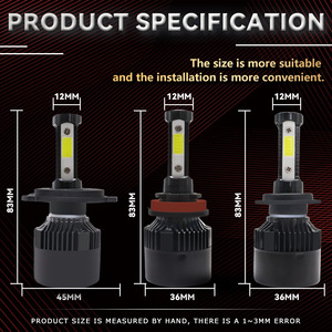 X7 Car Led Headlights <b>H4</b> 12000 Lm 50 W High Low Beam Integrated For General Vehicles - Product Image 4