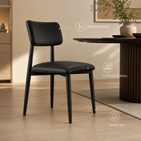Chaise de salle à manger noire minimaliste moderne avec rembourrage confortable et pieds robustes, design élégant pour la maison, les restaurants et les hôtels