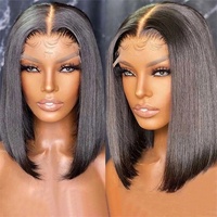 Nouvelle perruque courte droite style européen et américain pour femme, coupe bob, raie au milieu, noire, fabriquée à la machine, permanente, teinte, bonnet petit/moyen