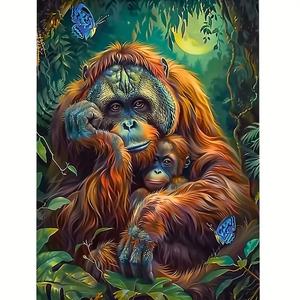 Peinture en résine personnalisable de haute qualité avec mosaïque de diamants 5D écologique à perçage rond, motif jungle orang-outan, vente en gros - Product Image 5