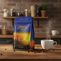 Sachet plat en plastique VMPET mat avec impression en héliogravure, pochette zippée pour emballage de grains de café 340g (12oz), design personnalisé