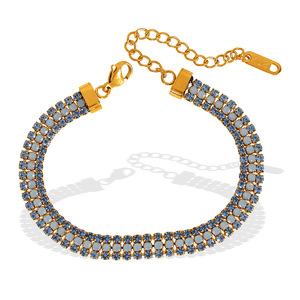 Pulsera de cristal con diamantes azules, chapado en oro y plata, acero de titanio, engaste en canal, joyería de uso diario para mujer SL86 - Product Image 5