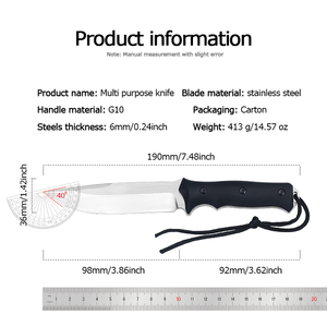 Cuchillo de Hoja Fija Multifuncional de Acero Inoxidable de Alta Calidad para Caza al Aire Libre, Bricolaje e Ingeniería, Mango de Plástico, 1 Año de Garantía - Product Image 2