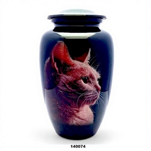 Urne funéraire en aluminium pour chat avec sac en velours gratuit. - Product Image 1