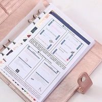 PU cuir A5 planificateur à feuilles mobiles imprimé fermeture éclair classeur portefeuille organisateur avec enveloppe 6 anneaux argent comptant budget classeur