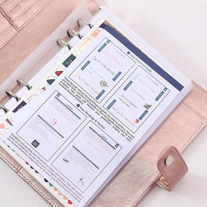 PU da A5 Loose-Leaf kế hoạch in dây kéo chất kết dính Ví Organizer với phong bì 6 Vòng tiền ngân sách tiền mặt Chất kết dính - Product Image 5