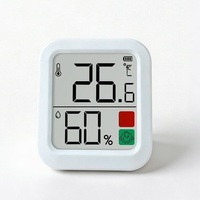 Mini thermomètre hygromètre intelligent avec support magnétique en métal pour usage intérieur, affichage numérique et visage souriant
