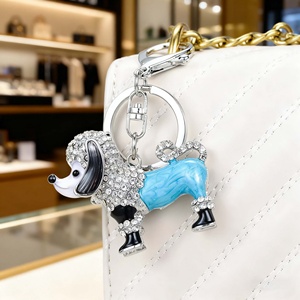 Llavero de Dachshund de Cristal y Diamantes de Imitación, Accesorio de Decoración para Coche, Colgante de Moda, Lindo y Lujoso - Product Image 4