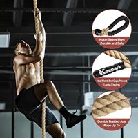 Corde d'escalade pour entraînement, exercice de gym, diamètre 1,5, 10-50 pieds, fitness, entraînement de force, adulte, intérieur/extérieur, en chanvre, supporte 1000 kg