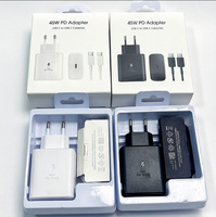Chargeur rapide USB C 45W PD Samsung, adaptateur de charge super rapide avec câble, prises US, EU, UK pour Samsung Note10 Note20 S20