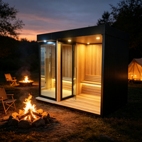 Cabine de sauna traditionnelle extérieure en bois de pruche avec douche et poêle à vapeur sèche et humide