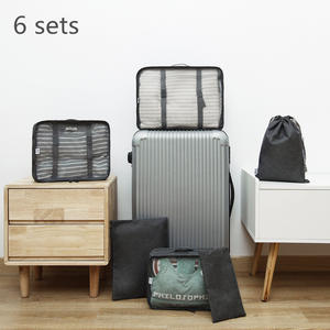 Juego de 6 Bolsas de Almacenamiento para Viaje, Organizador de Ropa de Tela Oxford, Juego de Divisores para Almacenamiento de Viaje, Forma Rectangular, Gris Oscuro - Product Image 2